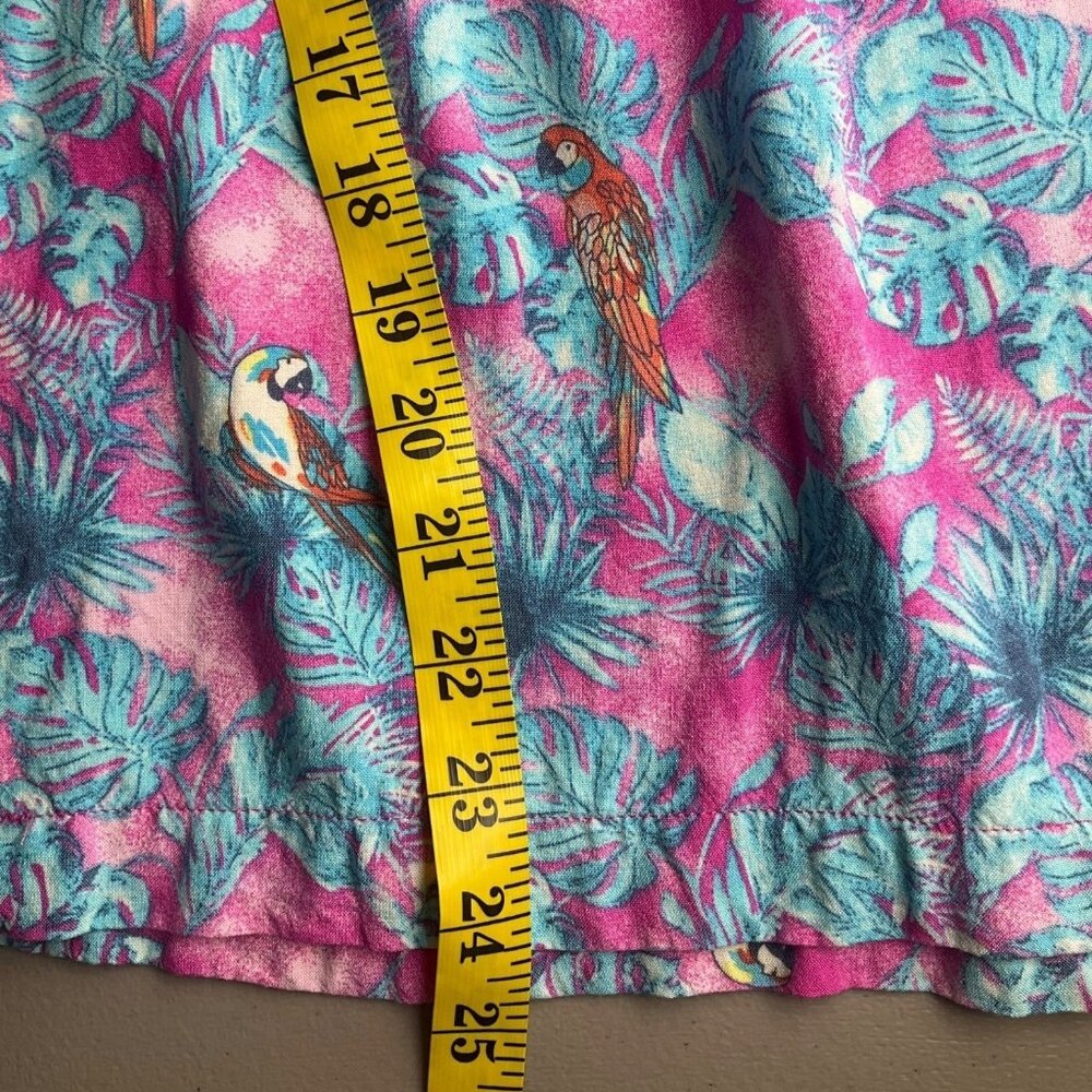 Margaritaville Large Pink Tropical Parrot Print Wide Leg Pull On Pants Palazzo - Picture 9 of 15